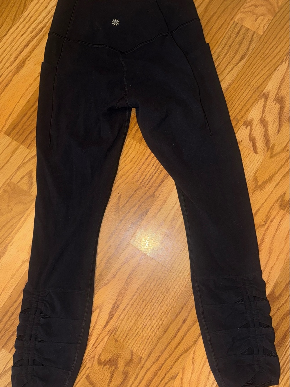 Athleta Women’s Black Active Leggings with Ruched Ankles